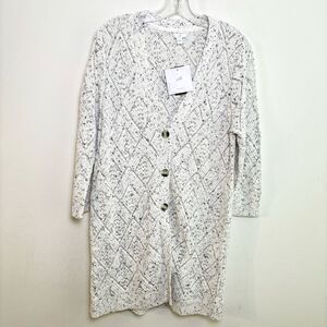 J. JILL 100% Cotton Lightweight Coastal Loose Knit Tunic Long Cardigan NWT L